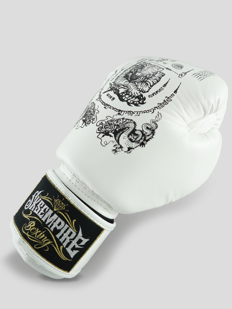 SKS Velcro Boxing Gloves Special "Sakyant" (White) SKS Velcro Boxing Gloves Special "Sakyant" (White)