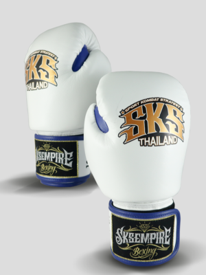 SKS Velcro Boxing Gloves Two-Tone (White/Blue)