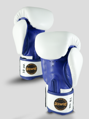 SKS Velcro Boxing Gloves Two-Tone (White/Blue)