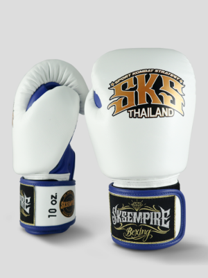 SKS Velcro Boxing Gloves Two-Tone (White/Blue)