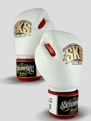 SKS Velcro Boxing Gloves Two-Tone (White/Red)