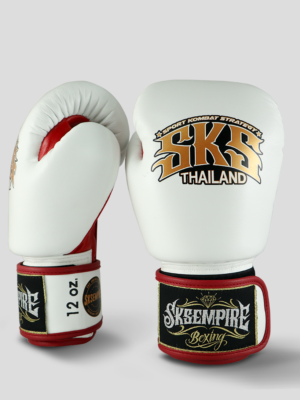 SKS Velcro Boxing Gloves Two-Tone (White/Red)