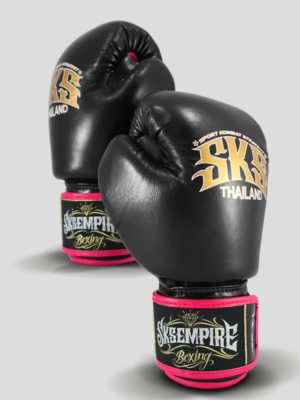 SKS Velcro Boxing Gloves Two-Tone (Black-Pink)
