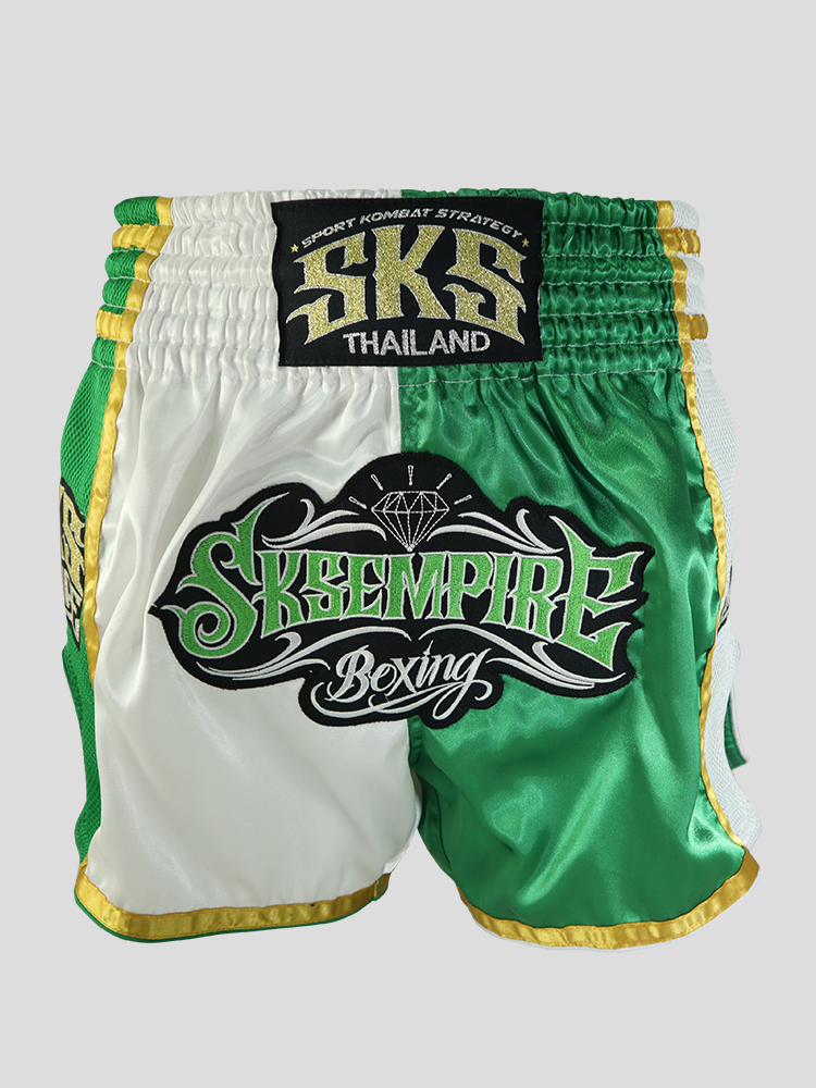 Vintage Empire Satin Green White Boxing Shorts Medium 28-30
