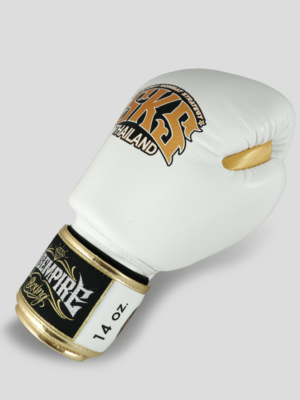 SKS Velcro Boxing Gloves Two-Tone (White/Gold)