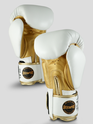 SKS Velcro Boxing Gloves Two-Tone (White/Gold)