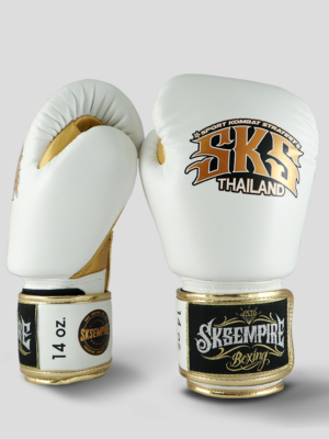 SKS Velcro Boxing Gloves Two-Tone (White/Gold)