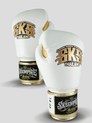 SKS Velcro Boxing Gloves Two-Tone (White/Gold)