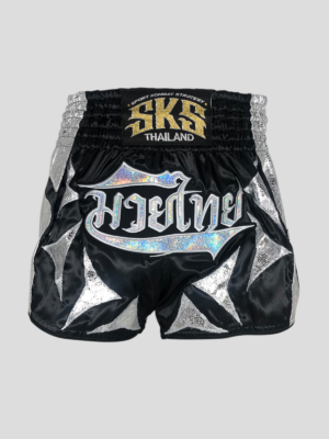 SKS Shuriken Muay Thai "Black-Silver" Shorts