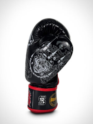 Sakyant Gloves, Made in Thailand, Tiger Sakyant, Velcro Gloves, Black White Red