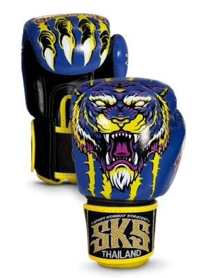 SKS Muay Thai Gloves - Colorful Tiger (Black-Blue)