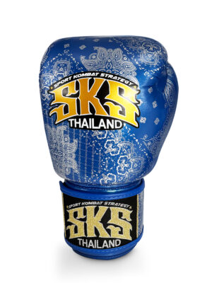 SKS Muay Thai Gloves - Bandana (Metallic Blue-Silver)